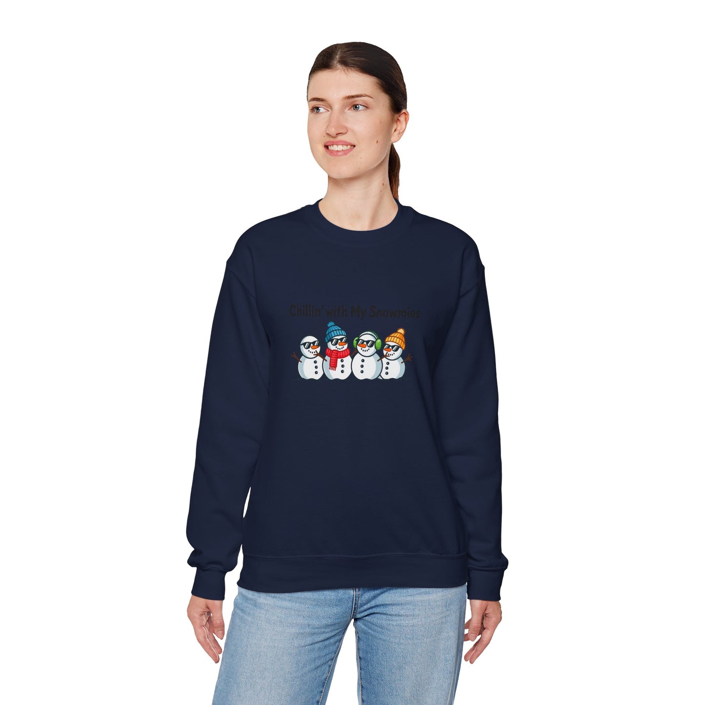Unisex Heavy Blend™ mw2111 | Chillin’ With My Snowmies Christmas Sweatshirt – Funny Snowman Holiday Crewneck, Cute Winter Xmas Gift