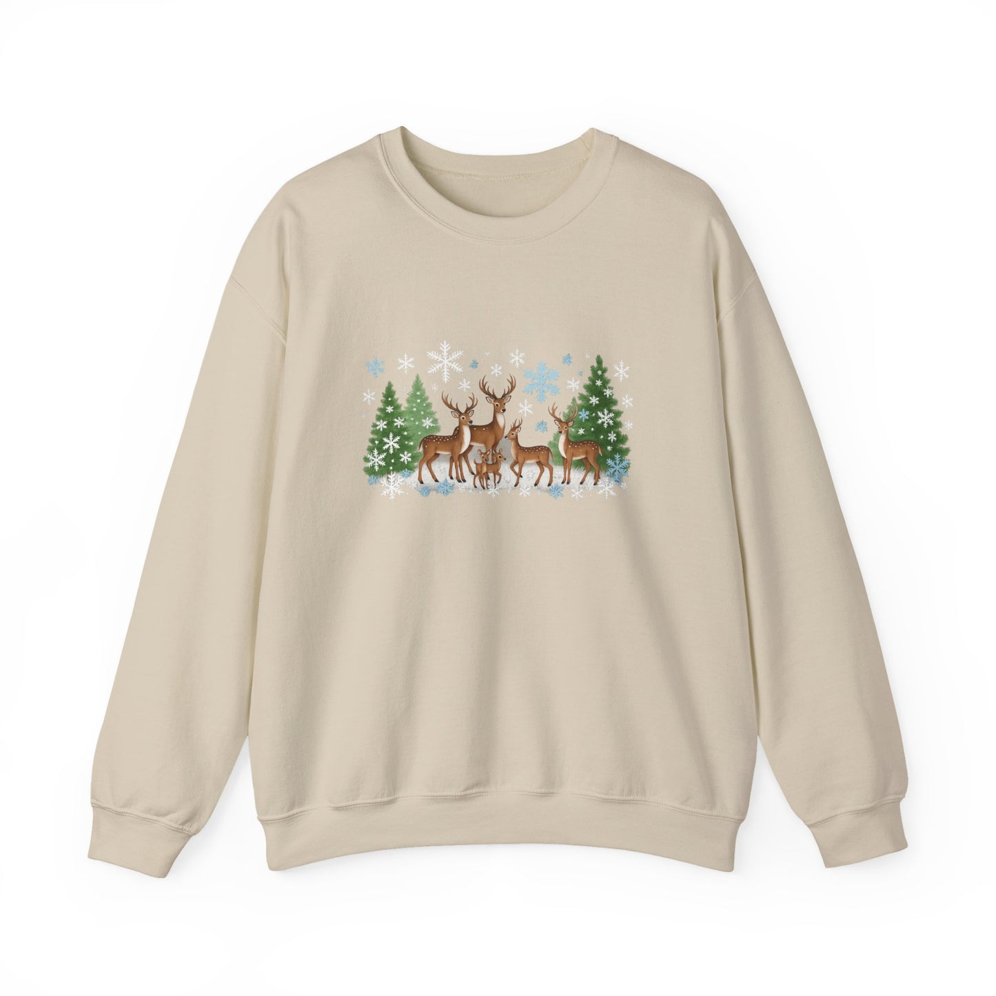 Unisex Heavy Blend™ mw2053 | Reindeer Family Christmas Sweatshirt – Festive Winter Deer Crewneck, Holiday Snowflake Pullover Sweater