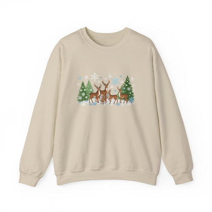 Unisex Heavy Blend™ mw2053 | Reindeer Family Christmas Sweatshirt – Festive Winter Deer Crewneck, Holiday Snowflake Pullover Sweater