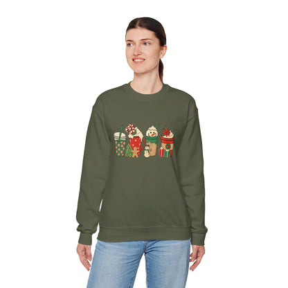 Unisex Heavy Blend™ mw2031 | Christmas Drinks Sweatshirt – Festive Coffee & Hot Cocoa Holiday Crewneck | Cozy Unisex Winter Gift