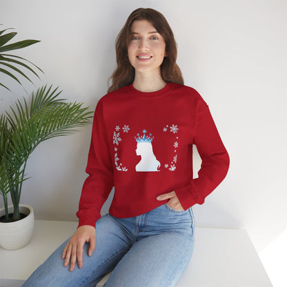 Unisex Heavy Blend™ mw2140 | Ice Queen Silhouette Sweatshirt – Elegant Snowflake Winter Crown Crewneck, Cozy Holiday Gift