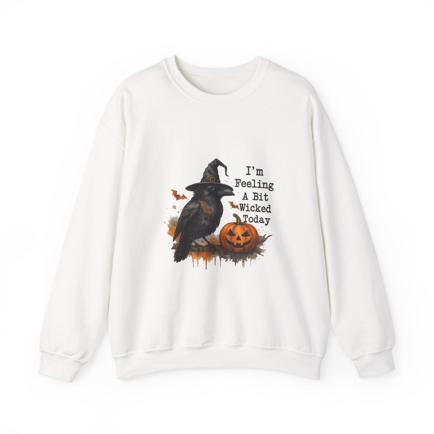 Unisex Heavy Blend™ Halloween Raven Sweatshirt – I’m Feeling Wicked Pumpkin Witch Design | mw1005