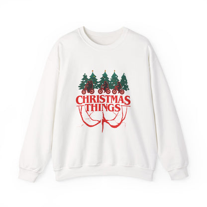 Unisex Heavy Blend™ mw2016 | Christmas Things Sweatshirt – Funny Holiday Crewneck | Cozy Unisex Winter Gift for Stranger Things Fans