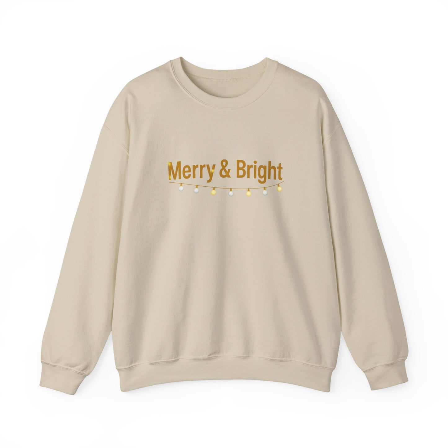 Unisex Heavy Blend™ mw2063 | Merry & Bright Christmas Sweatshirt – Minimalist Holiday Lights Crewneck, Festive Winter Pullover Sweater