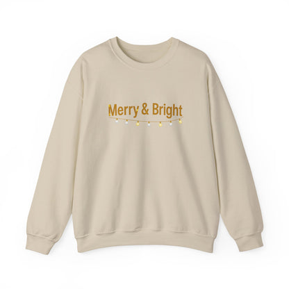 Unisex Heavy Blend™ mw2063 | Merry & Bright Christmas Sweatshirt – Minimalist Holiday Lights Crewneck, Festive Winter Pullover Sweater