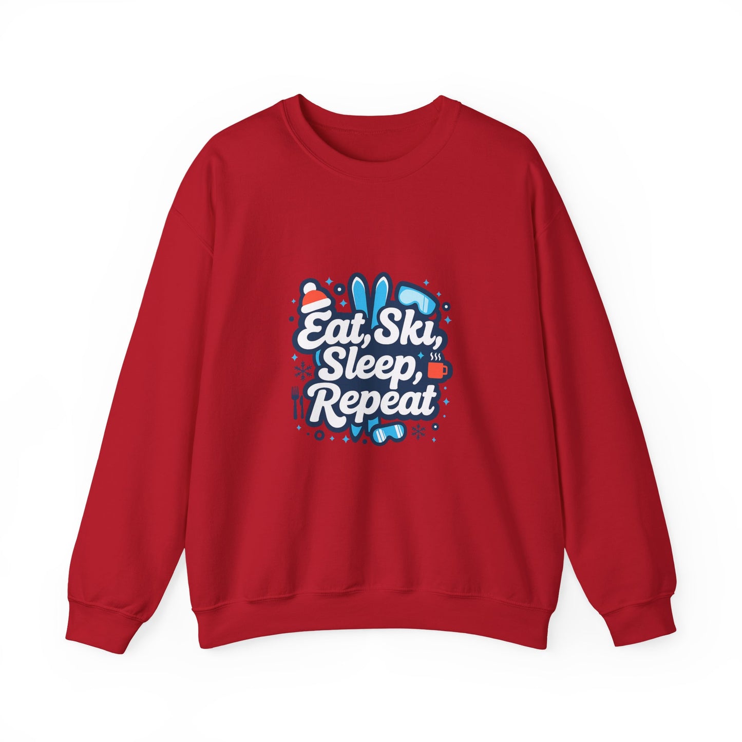 Unisex Heavy Blend™ mw2113 | Eat Ski Sleep Repeat Sweatshirt – Funny Skiing Winter Crewneck, Cozy Snow Sports Gift for Ski Lovers