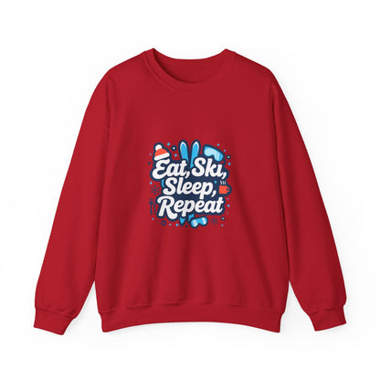 Unisex Heavy Blend™ mw2113 | Eat Ski Sleep Repeat Sweatshirt – Funny Skiing Winter Crewneck, Cozy Snow Sports Gift for Ski Lovers