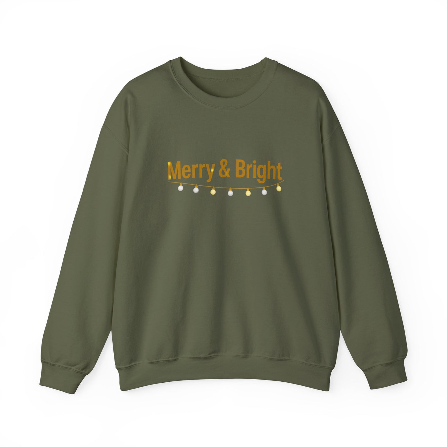 Unisex Heavy Blend™ mw2063 | Merry & Bright Christmas Sweatshirt – Minimalist Holiday Lights Crewneck, Festive Winter Pullover Sweater