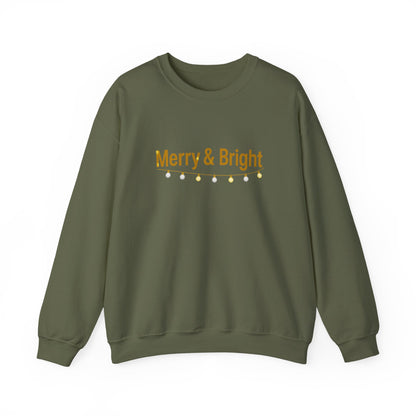 Unisex Heavy Blend™ mw2063 | Merry & Bright Christmas Sweatshirt – Minimalist Holiday Lights Crewneck, Festive Winter Pullover Sweater
