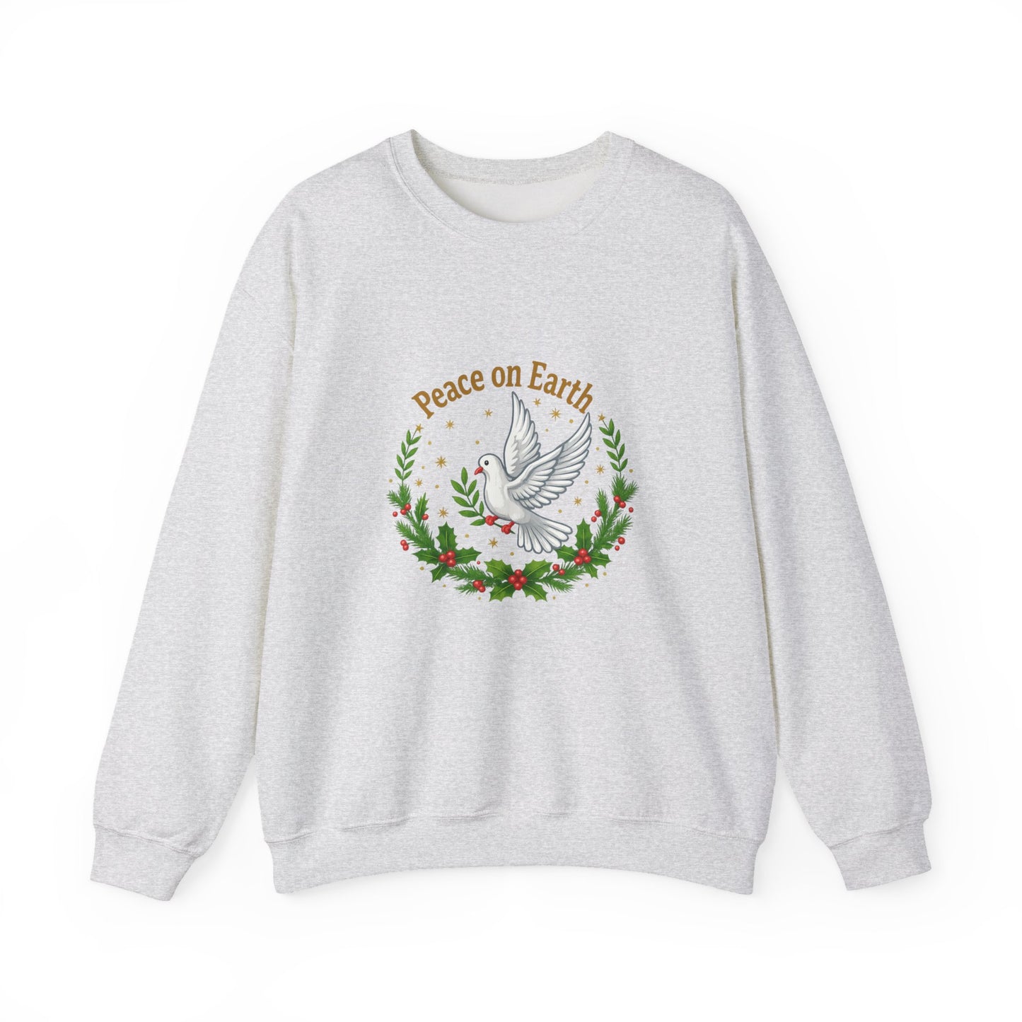 Unisex Heavy Blend™ mw2081 | Peace on Earth Dove Christmas Sweatshirt – Holiday Wreath Pullover, Festive Winter Sweater Gift