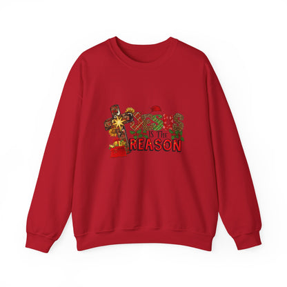 Unisex Heavy Blend™ mw2030 | Jesus Is The Reason Sweatshirt – Christian Christmas Cross Crewneck | Faith Based Unisex Holiday Gift
