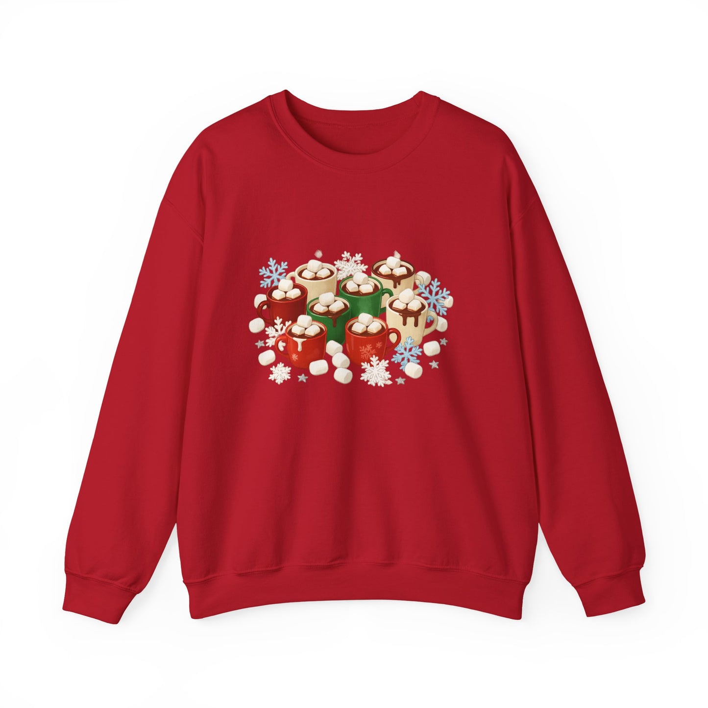 Unisex Heavy Blend™ mw2071 | Hot Cocoa Christmas Sweatshirt – Festive Marshmallow Mug Holiday Crewneck, Winter Hot Chocolate Pullover Sweater