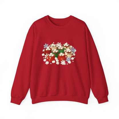 Unisex Heavy Blend™ mw2071 | Hot Cocoa Christmas Sweatshirt – Festive Marshmallow Mug Holiday Crewneck, Winter Hot Chocolate Pullover Sweater