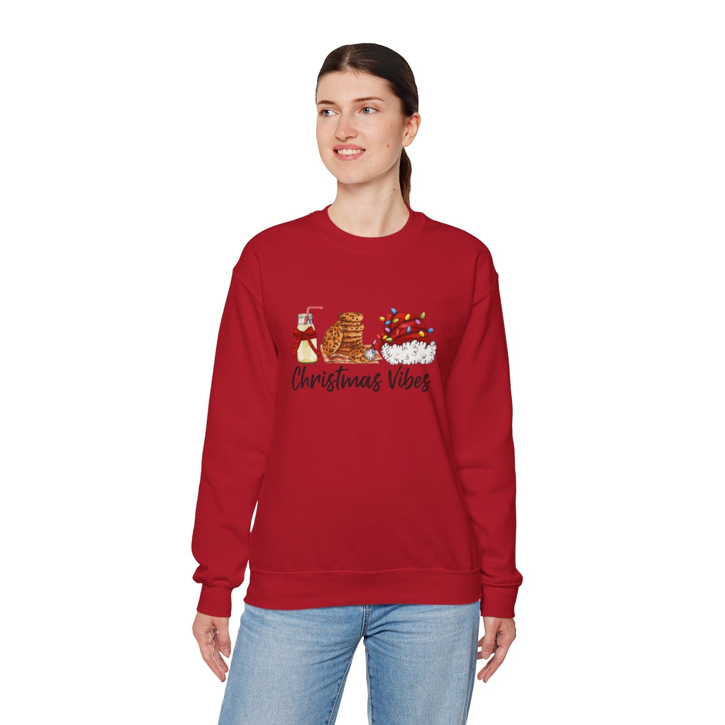 Unisex Heavy Blend™ mw2029 | Christmas Vibes Sweatshirt – Festive Milk & Cookies Holiday Crewneck | Cozy Unisex Winter Gift