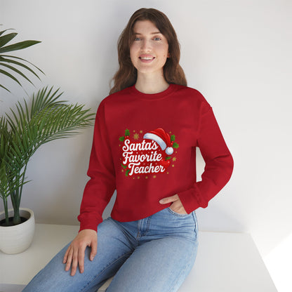 Unisex Heavy Blend™ mw2089 | Santa’s Favorite Teacher Sweatshirt – Cute Christmas Gift for Teachers, Holiday Pullover