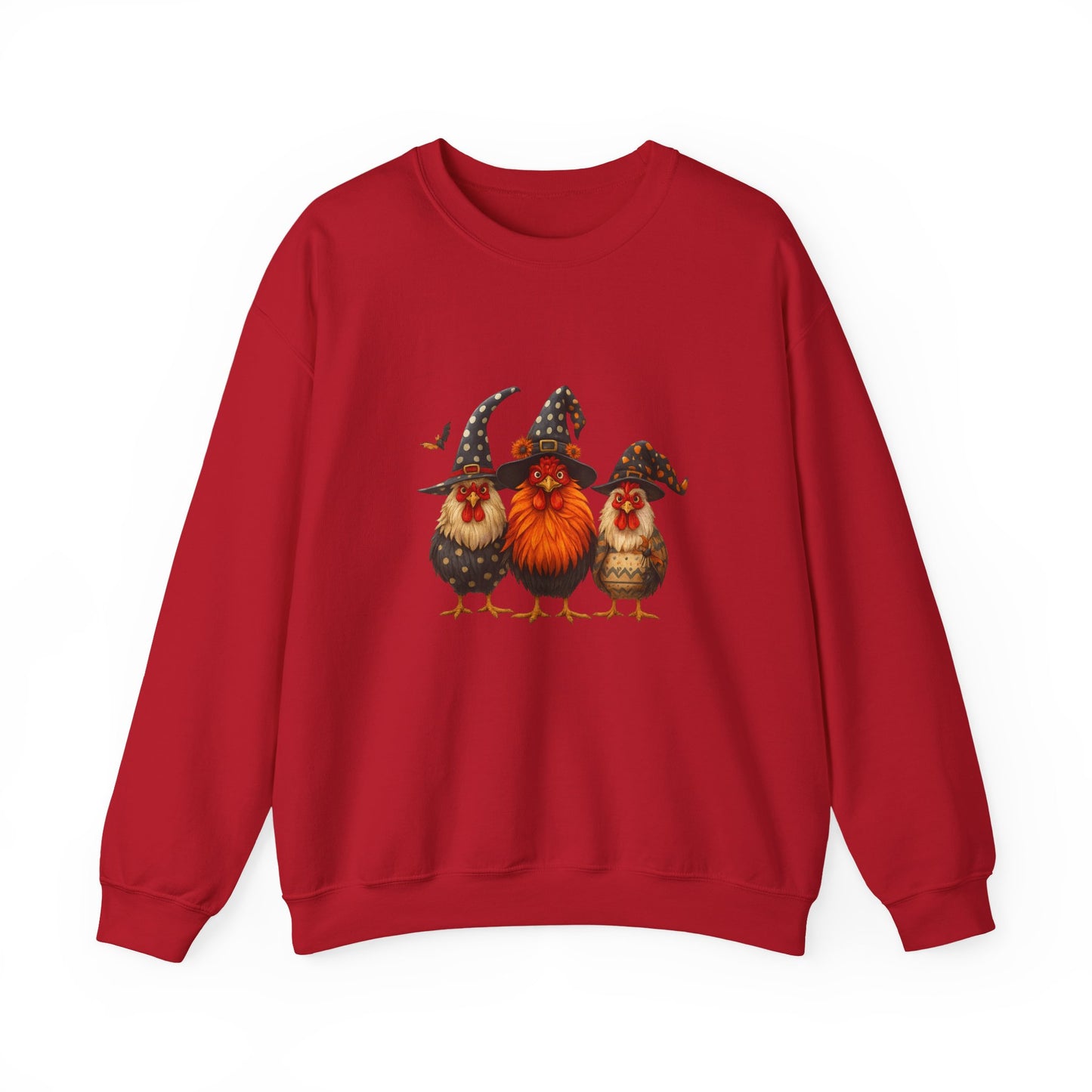 Unisex Heavy Blend™ Halloween Witch Chickens Sweatshirt – Cute Spooky Season Crewneck | mw1020