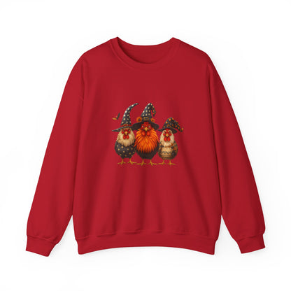 Unisex Heavy Blend™ Halloween Witch Chickens Sweatshirt – Cute Spooky Season Crewneck | mw1020
