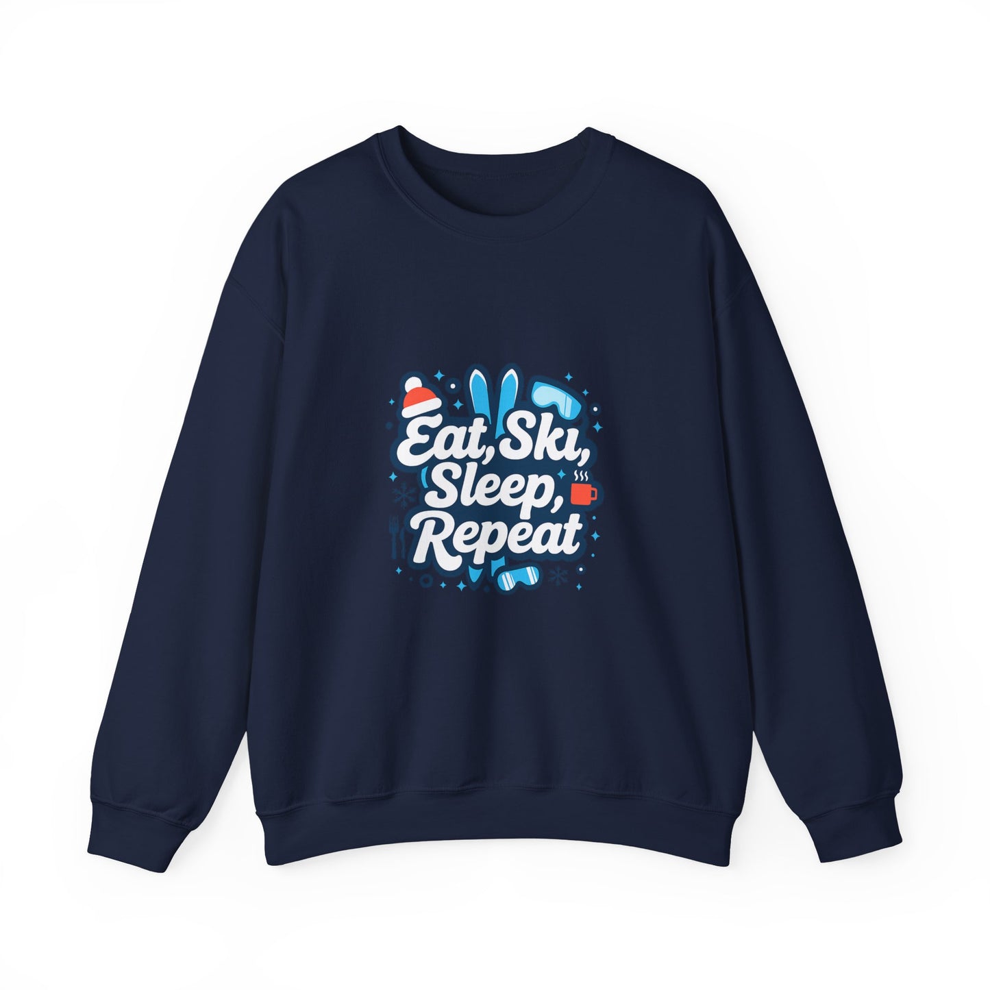 Unisex Heavy Blend™ mw2113 | Eat Ski Sleep Repeat Sweatshirt – Funny Skiing Winter Crewneck, Cozy Snow Sports Gift for Ski Lovers