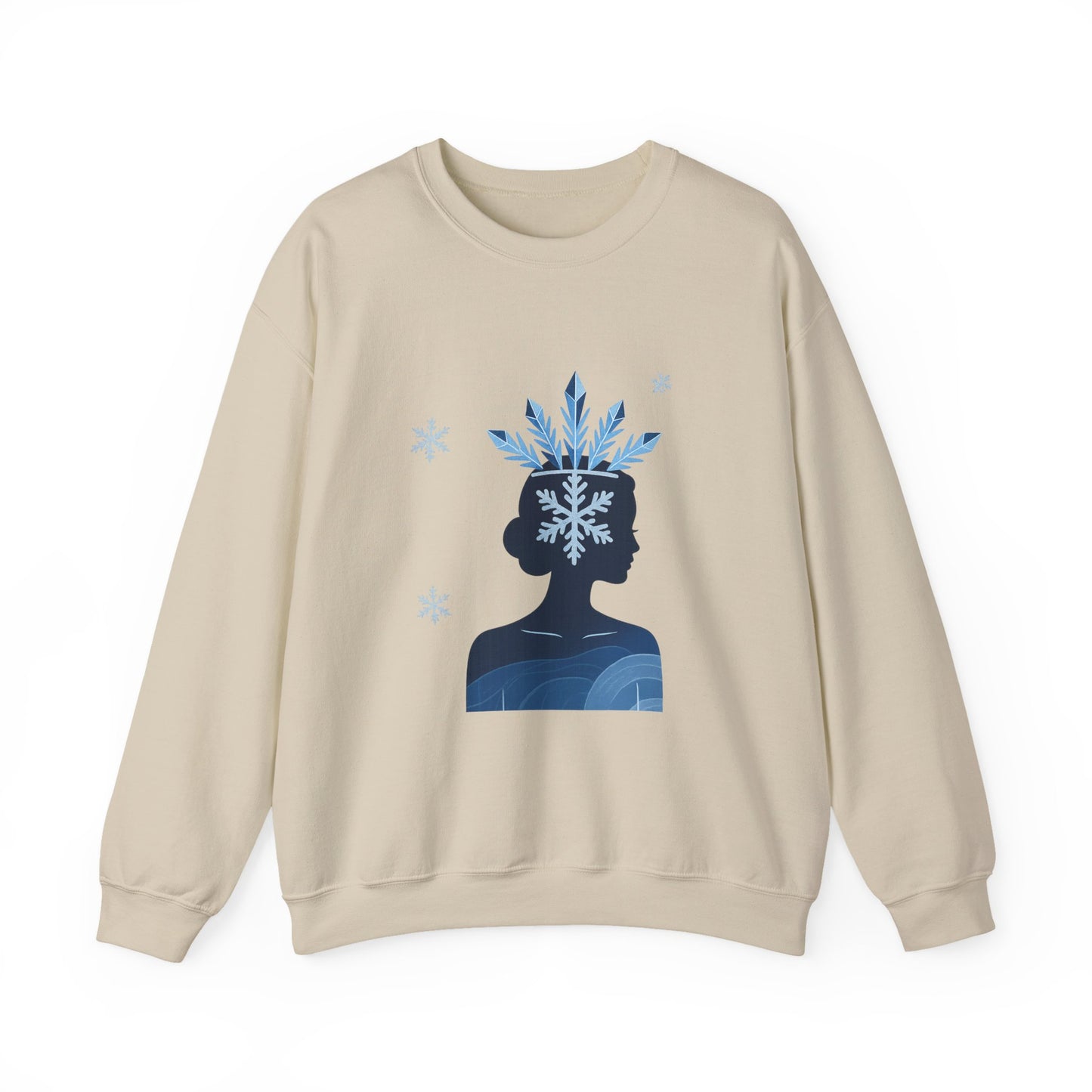 Unisex Heavy Blend™ mw2139 | Ice Queen Silhouette Sweatshirt – Elegant Snowflake Winter Crown Crewneck, Cozy Holiday Gift