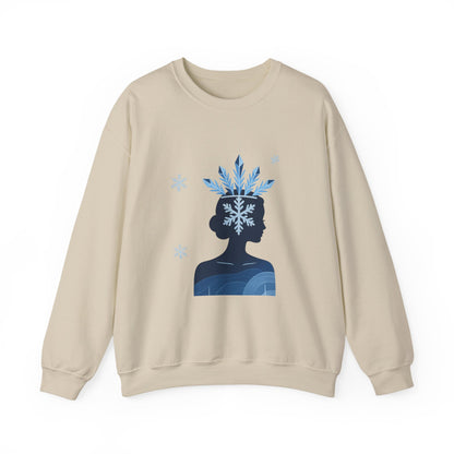 Unisex Heavy Blend™ mw2139 | Ice Queen Silhouette Sweatshirt – Elegant Snowflake Winter Crown Crewneck, Cozy Holiday Gift