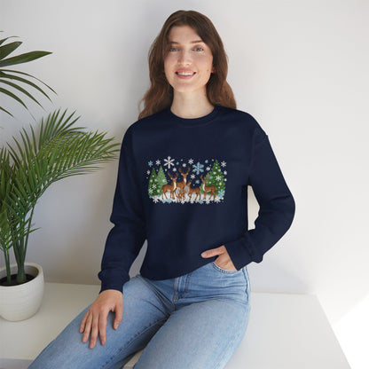 Unisex Heavy Blend™ mw2053 | Reindeer Family Christmas Sweatshirt – Festive Winter Deer Crewneck, Holiday Snowflake Pullover Sweater