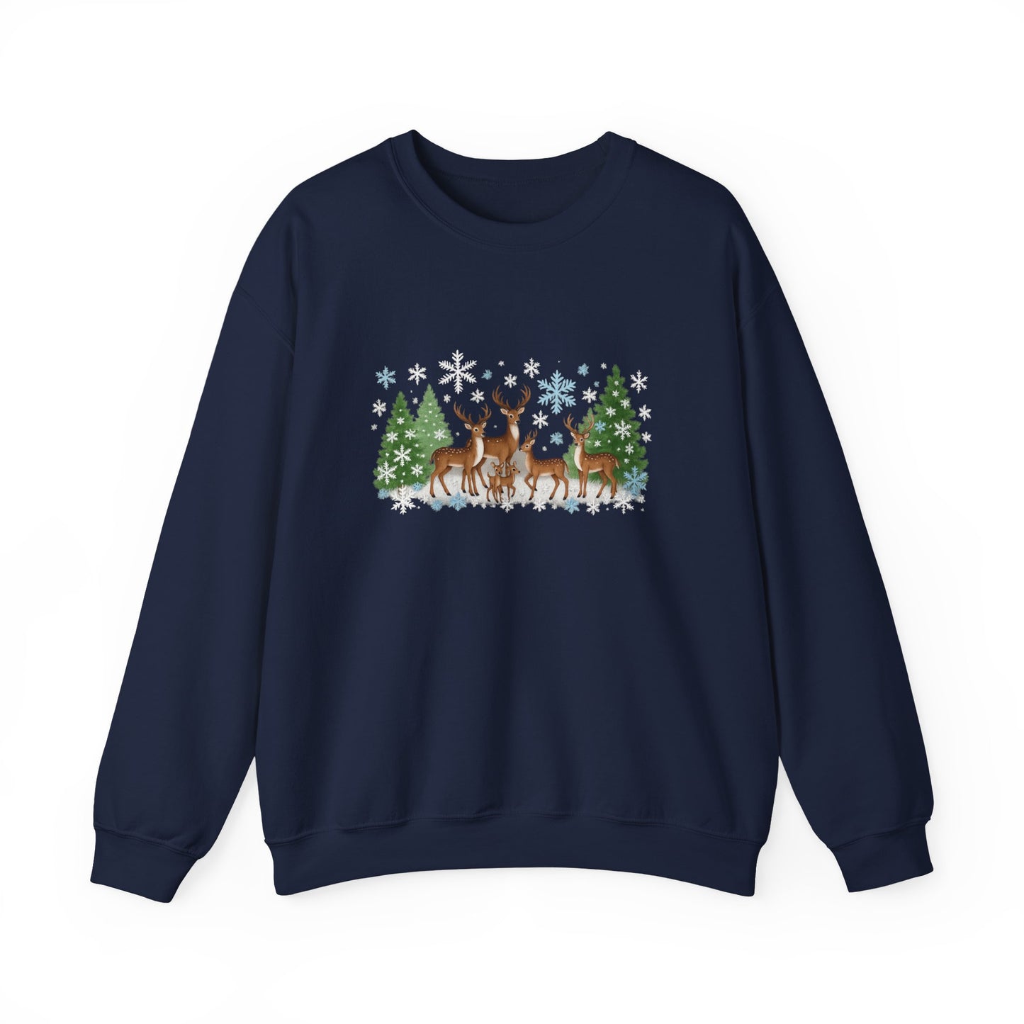 Unisex Heavy Blend™ mw2053 | Reindeer Family Christmas Sweatshirt – Festive Winter Deer Crewneck, Holiday Snowflake Pullover Sweater