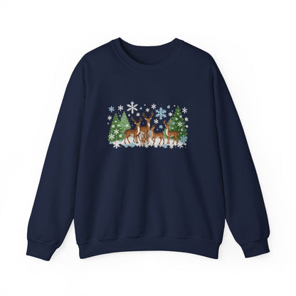 Unisex Heavy Blend™ mw2053 | Reindeer Family Christmas Sweatshirt – Festive Winter Deer Crewneck, Holiday Snowflake Pullover Sweater