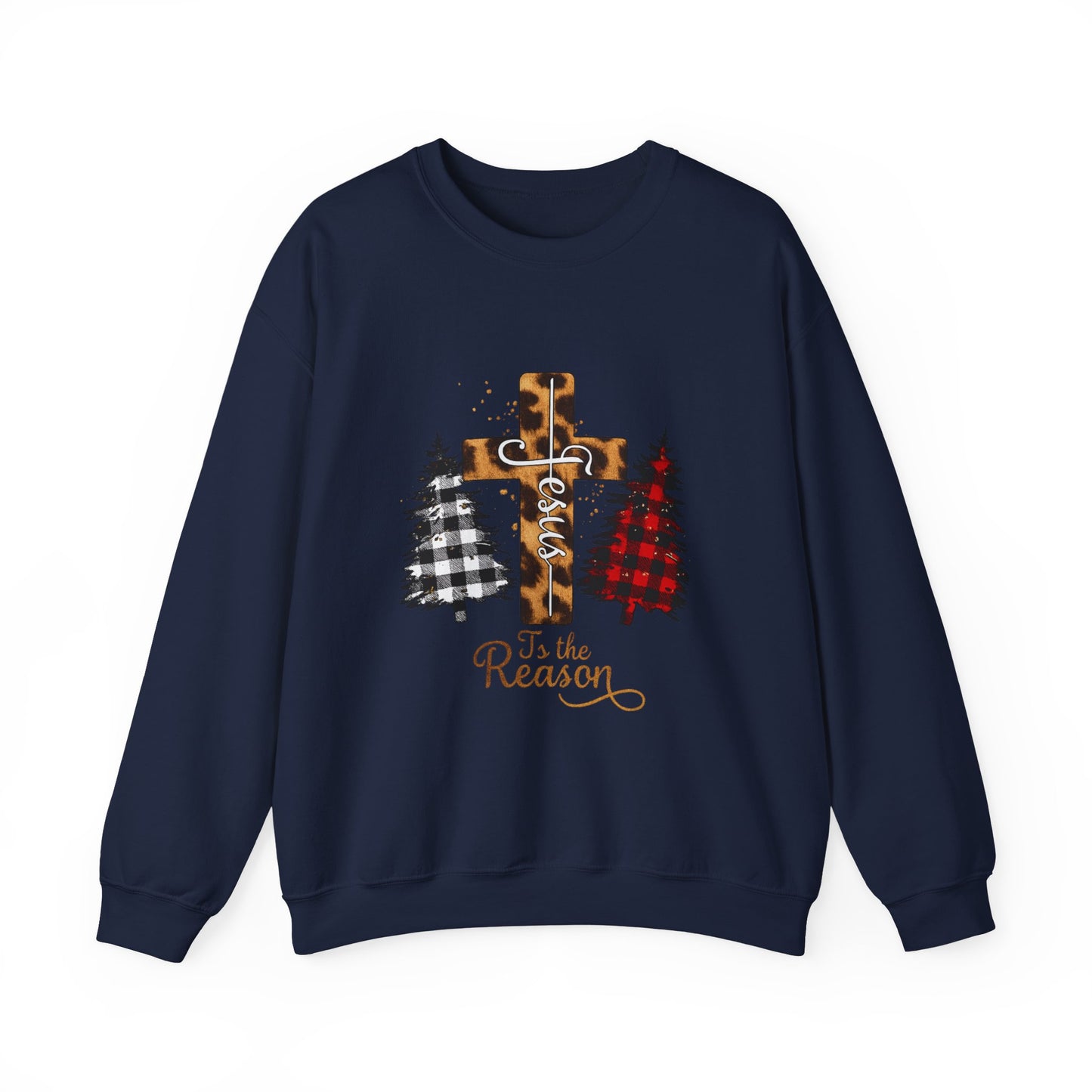 Unisex Heavy Blend™ mw2028 | Jesus Is the Reason Sweatshirt – Christian Christmas Cross Crewneck | Faith Based Unisex Holiday Gift
