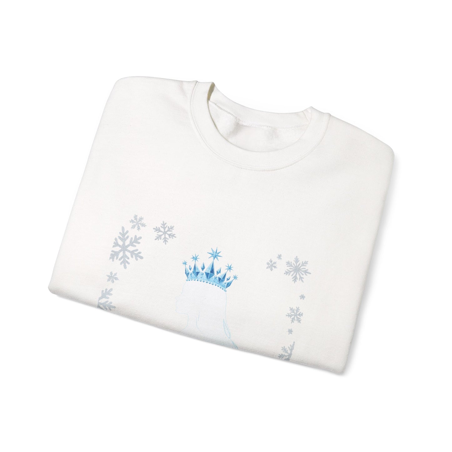 Unisex Heavy Blend™ mw2140 | Ice Queen Silhouette Sweatshirt – Elegant Snowflake Winter Crown Crewneck, Cozy Holiday Gift