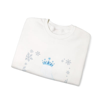 Unisex Heavy Blend™ mw2140 | Ice Queen Silhouette Sweatshirt – Elegant Snowflake Winter Crown Crewneck, Cozy Holiday Gift