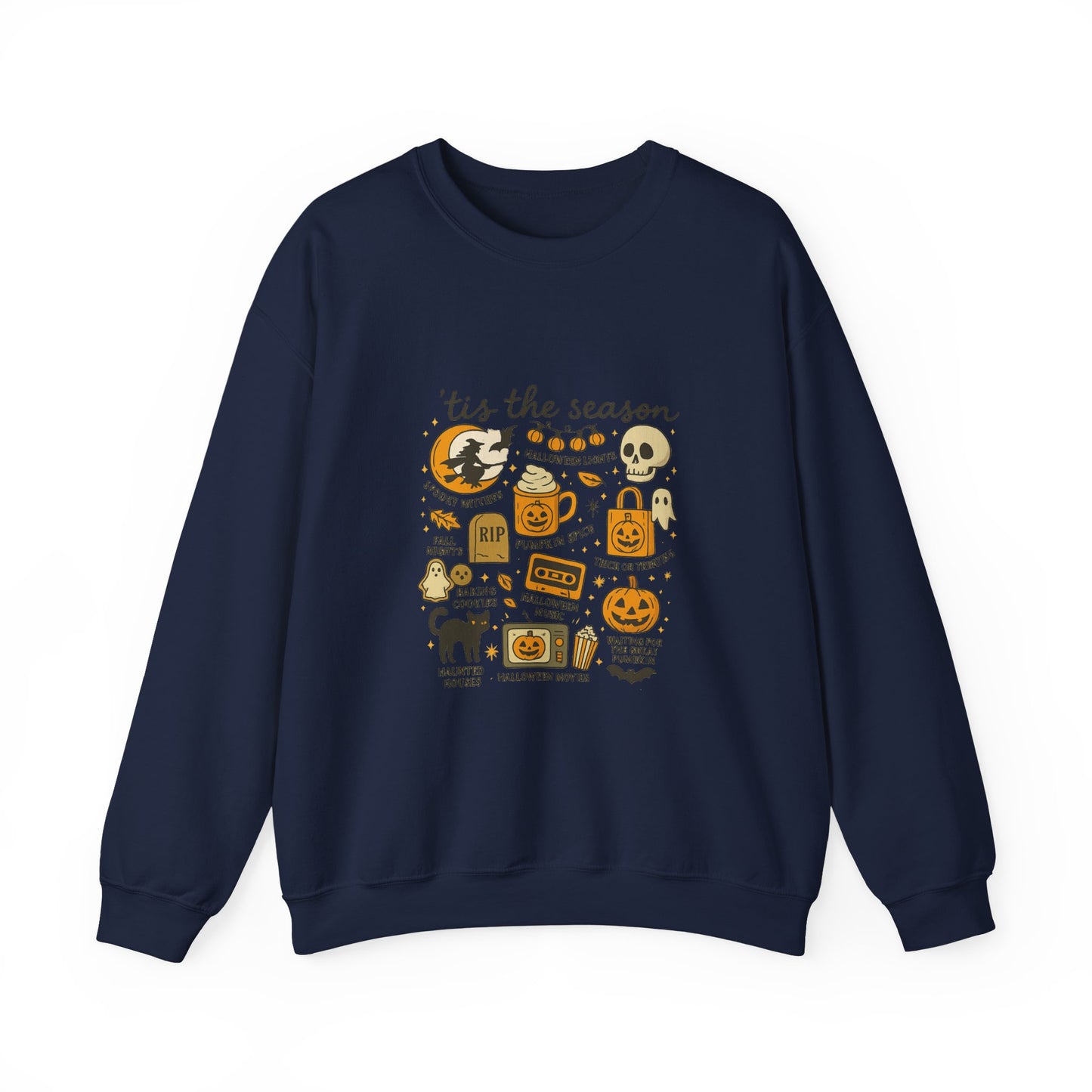 Unisex Heavy Blend™ Halloween Essentials Sweatshirt – Spooky Season Pumpkin Crewneck | mw1016