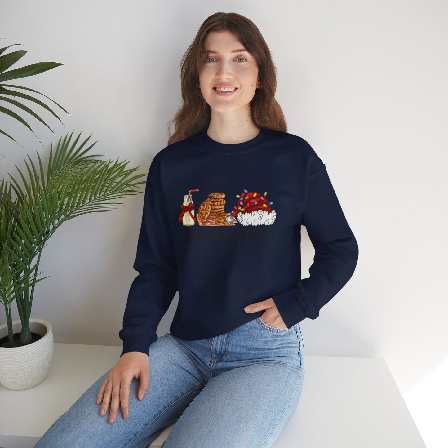 Unisex Heavy Blend™ mw2029 | Christmas Vibes Sweatshirt – Festive Milk & Cookies Holiday Crewneck | Cozy Unisex Winter Gift