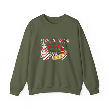 Unisex Heavy Blend™ mw2027 | Torn Between Looking Like a Snack Christmas Sweatshirt – Funny Holiday Crewneck | Cute Unisex Winter Gift
