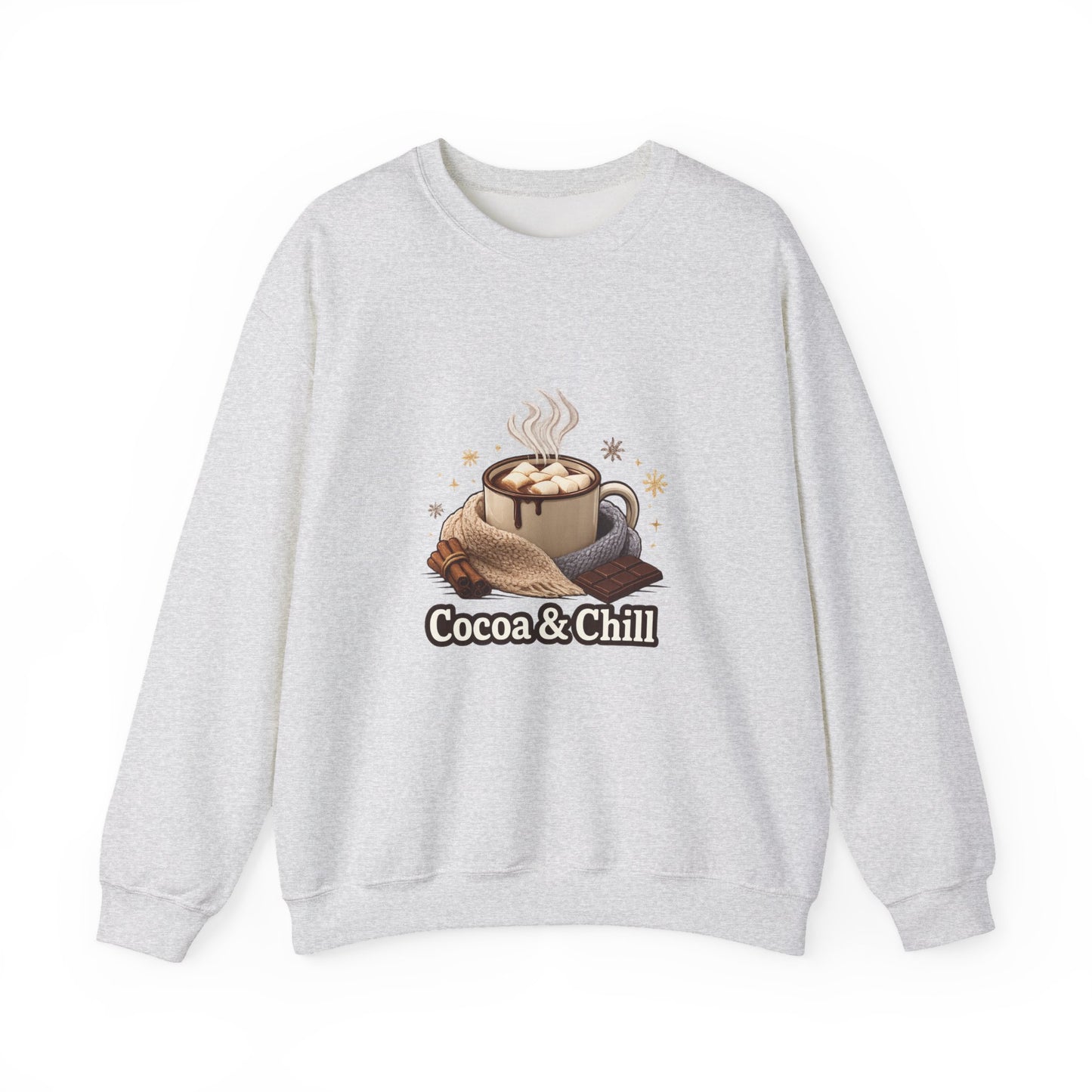 Unisex Heavy Blend™ mw2137 | Cocoa and Chill Christmas Sweatshirt – Cozy Hot Chocolate Holiday Crewneck, Cute Winter Gift