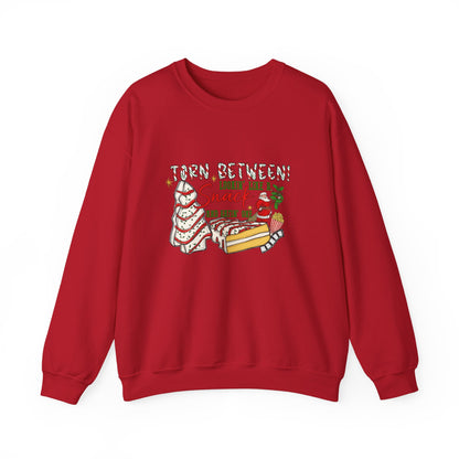 Unisex Heavy Blend™ mw2027 | Torn Between Looking Like a Snack Christmas Sweatshirt – Funny Holiday Crewneck | Cute Unisex Winter Gift