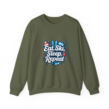 Unisex Heavy Blend™ mw2113 | Eat Ski Sleep Repeat Sweatshirt – Funny Skiing Winter Crewneck, Cozy Snow Sports Gift for Ski Lovers