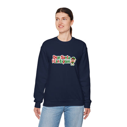 Unisex Heavy Blend™ mw2072 | Dear Santa I Can Explain Sweatshirt – Funny Christmas Elf Holiday Crewneck, Festive Winter Pullover