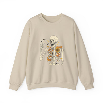 Unisex Heavy Blend™ Floral Skeleton Halloween Sweatshirt – Spooky Fall Vibes Crewneck | mw1019