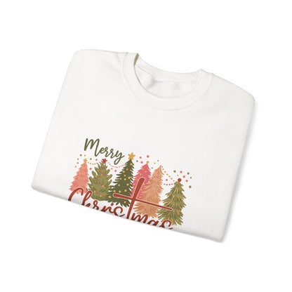 Unisex Heavy Blend™ mw2042 | Merry Christmas Sweatshirt – Faith Cross Holiday Crewneck, Christian Christmas Pullover, Festive Winter Outfit