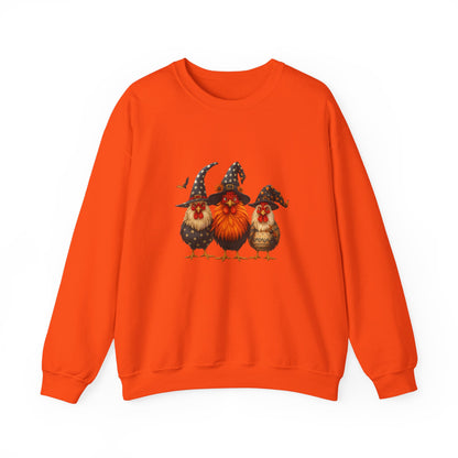 Unisex Heavy Blend™ Halloween Witch Chickens Sweatshirt – Cute Spooky Season Crewneck | mw1020