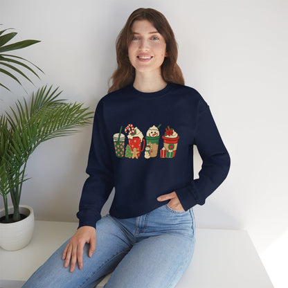 Unisex Heavy Blend™ mw2031 | Christmas Drinks Sweatshirt – Festive Coffee & Hot Cocoa Holiday Crewneck | Cozy Unisex Winter Gift