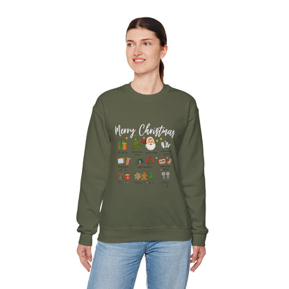 Unisex Heavy Blend™ mw2040 | Merry Christmas Icons Sweatshirt – Red Holiday Crewneck, Xmas Gift & Winter Party Outfit