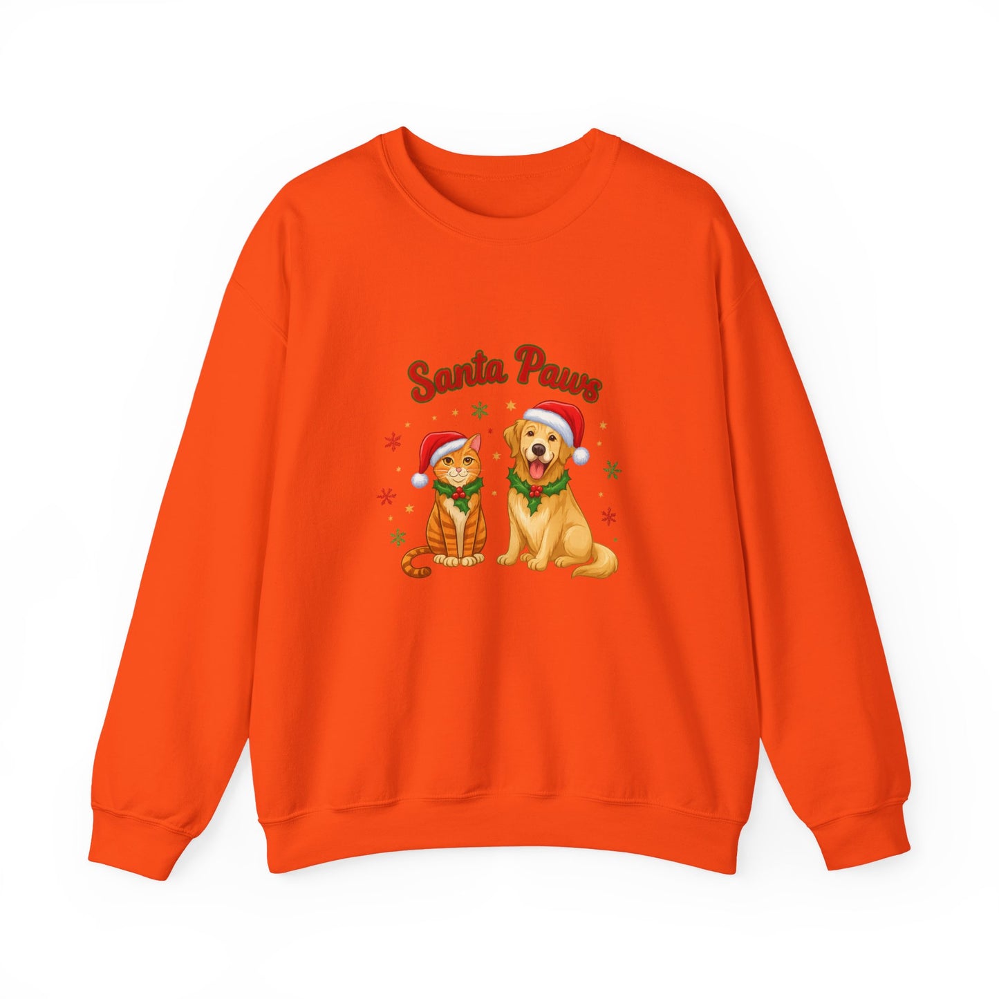 Unisex Heavy Blend™ mw2095 | Santa Paws Christmas Sweatshirt – Cute Cat & Dog Holiday Crewneck, Merry Xmas Gift for Pet Lovers