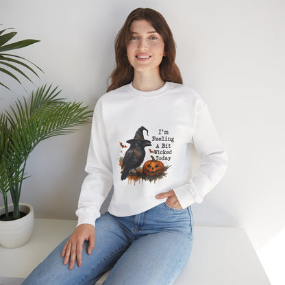 Unisex Heavy Blend™ Halloween Raven Sweatshirt – I’m Feeling Wicked Pumpkin Witch Design | mw1005