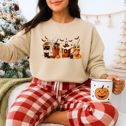 Unisex Heavy Blend™ Halloween Coffee Sweatshirt – Spooky Season Pumpkin Latte Crewneck | mw1012