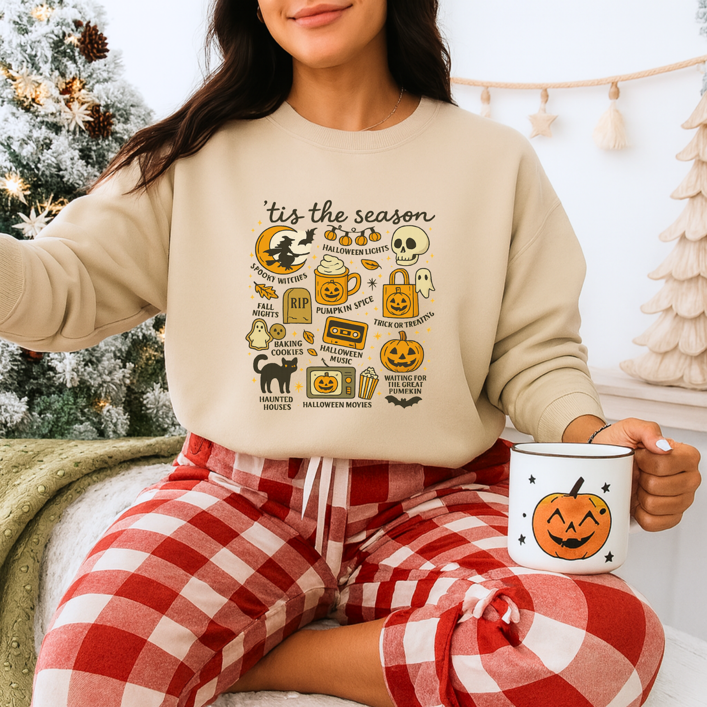 Unisex Heavy Blend™ Halloween Essentials Sweatshirt – Spooky Season Pumpkin Crewneck | mw1016