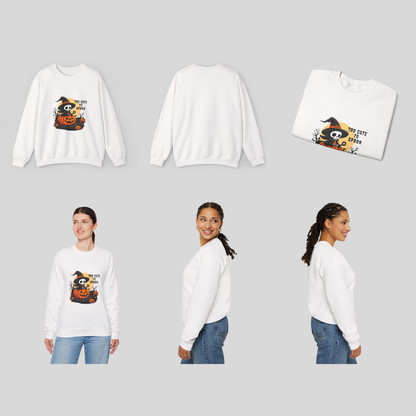 Unisex Heavy Blend™ Too Cute To Spook Sweatshirt | Halloween Pumpkin Skeleton Sweater | Funny Spooky Season Fall Crewneck | mw1003