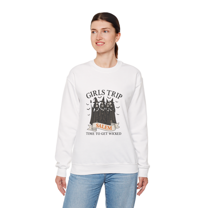 Unisex Heavy Blend™ Girls Trip Salem Sweatshirt – Time to Get Wicked Witch Crewneck | mw1010