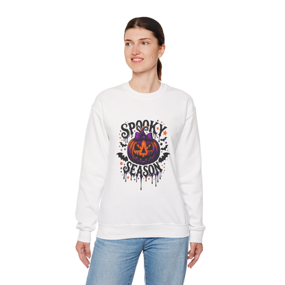 Unisex Heavy Blend™ Spooky Season Halloween Sweatshirt – Pumpkin Bat Gothic Fall Shirt | mw1021