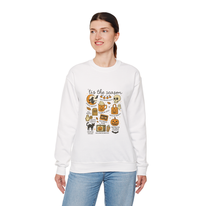 Unisex Heavy Blend™ Halloween Essentials Sweatshirt – Spooky Season Pumpkin Crewneck | mw1016